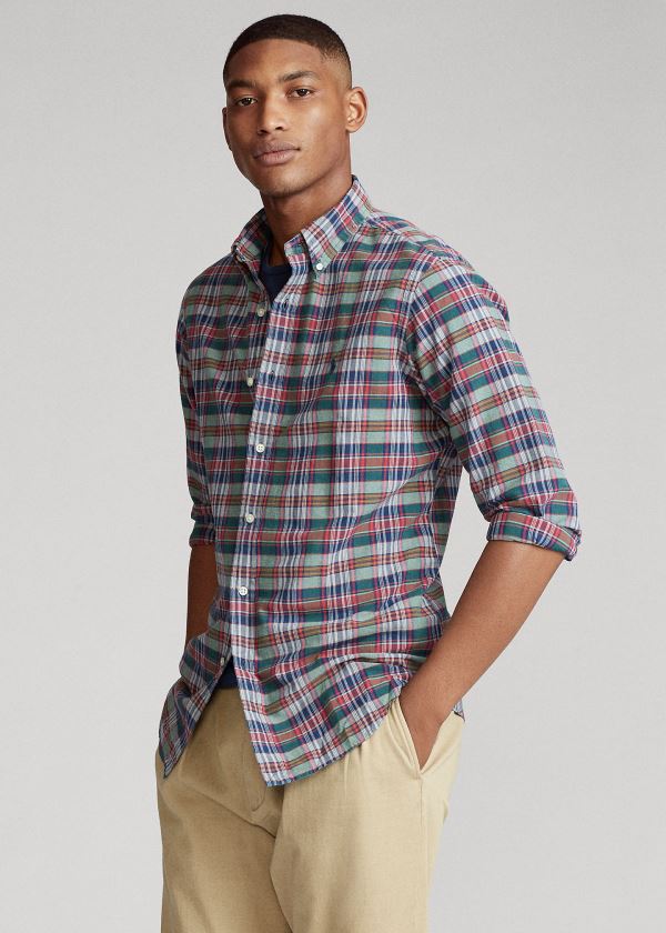 Men's Polo Ralph Lauren Classic Fit Madras Shirts | 071524WIN